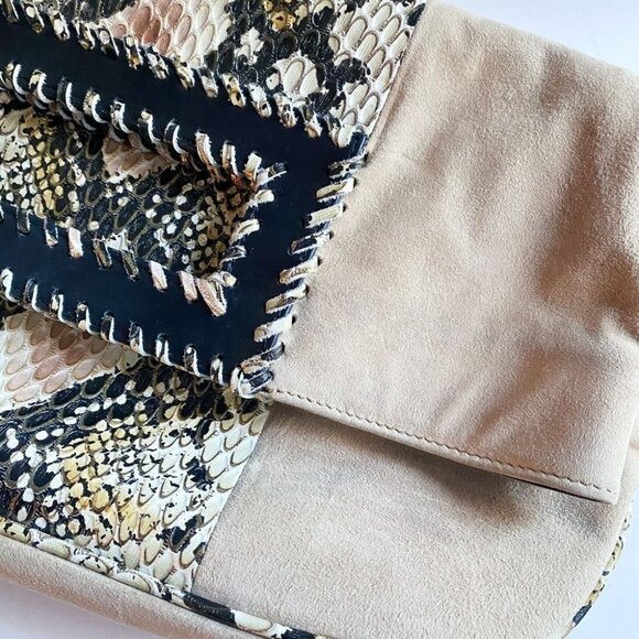 Vintage Reign Deerskin Faux Snakeskin  Convertible Clutch Shopping bag - Picture 9 of 10